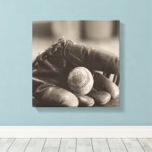 Toile Nostalgie du baseball - Mitt et Baseball (Insitu (Plancher de Bois))