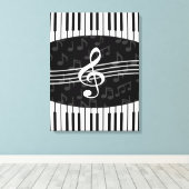 Toile Notes de musique élégante Clé de fer et touches de (Insitu (Plancher de Bois))