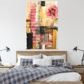 Toile Notes de musique et de fleurs roses (Insitu(Chambre))
