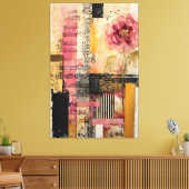Toile Notes de musique et de fleurs roses (Insitu(Salon))