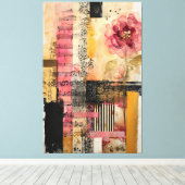 Toile Notes de musique et de fleurs roses (Insitu (Plancher de Bois))
