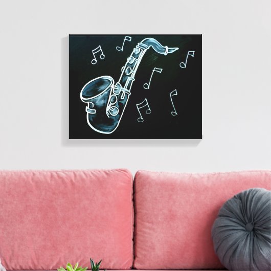 Toile Notes de saxophone et de musique (Insitu(Salon))