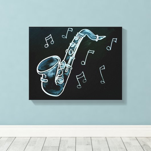 Toile Notes de saxophone et de musique (Insitu (Plancher de Bois))