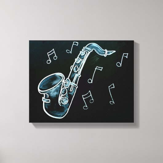 Toile Notes de saxophone et de musique (Recto)