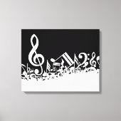 Toile Notes musicales blanches sur le noir (Recto)