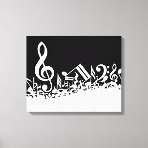 Toile Notes musicales blanches sur le noir