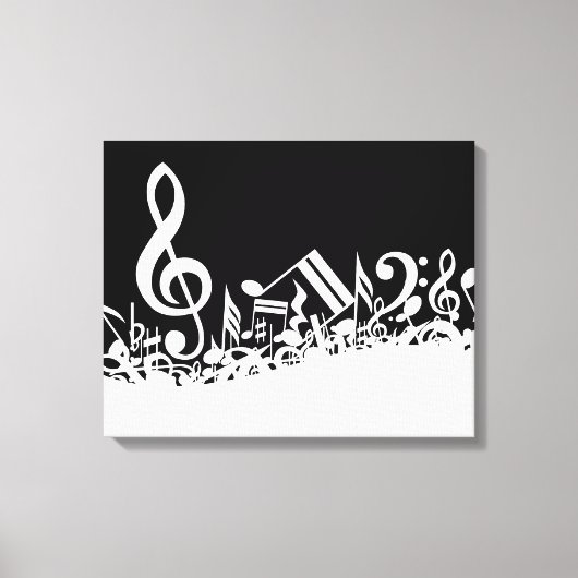 Toile Notes musicales blanches sur le noir (Recto)