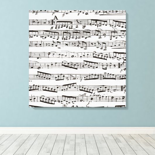 Toile Notes musicales en noir et blanc (Insitu (Plancher de Bois))