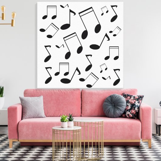 Toile Notes musicales noires (Insitu(Salon))
