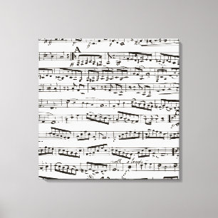 Toile Notes musicales noires et blanches