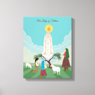 Toile Notre-Dame de Fatima et les trois bergers