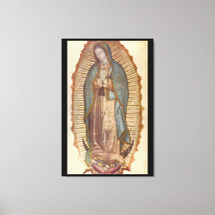 Toile NOTRE DAME DE GUADALUPE 30x45 NATUREL SUR NOIR