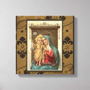 Toile Notre-Dame du Mont Carmel avec Baby Jésus Scapulai