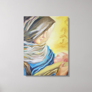 Toile Notre Dame du Silence tenant le bébé Jésus