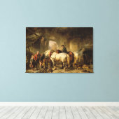 Toile Nourrir les chevaux dans la stabilité (Insitu (Plancher de Bois))