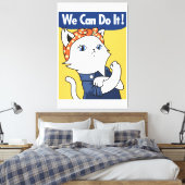 Toile Nous Pouvons Le Faire ! Chat blanc Rosie le Rivete (Insitu(Chambre))