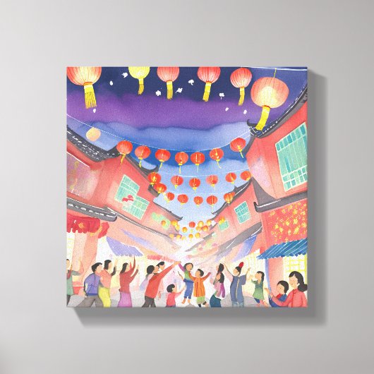 Toile Nouvel an lunaire chinois | Aquarelle de fête (Recto)