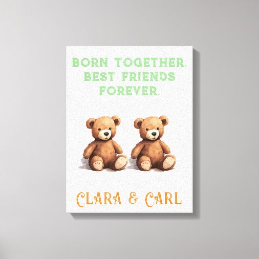 Toile Nouvel Enfant Twins, Nounours Vintages, (Recto)