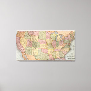 Toile Nouvelle carte de chemin de fer des Etats-Unis