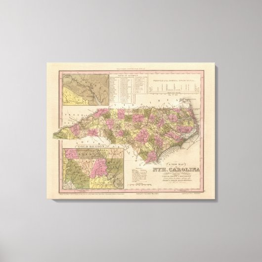 Toile Nouvelle Carte De La Caroline Du Nord (Recto)