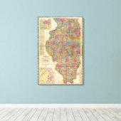 Toile Nouvelle carte de l'état de l'Illinois (Insitu (Plancher de Bois))