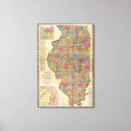 Toile Nouvelle carte de l'état de l'Illinois (Recto)