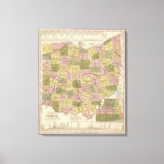 Toile Nouvelle Carte De L'Ohio (Recto)
