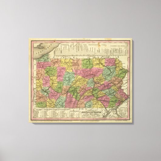 Toile Nouvelle Carte De Pennsylvanie (Recto)