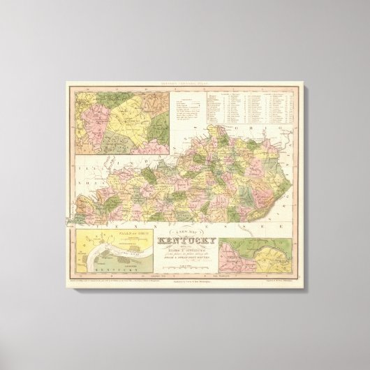 Toile Nouvelle Carte Du Kentucky 2 (Recto)