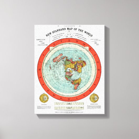 Toile Nouvelle carte standard du monde Terre plate Terre (Recto)