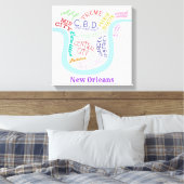 Toile Nouvelle-Orléans Carte Quartiers de Nola Typograph (Insitu(Chambre))