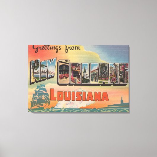 Toile Nouvelle-Orléans, Louisiane - Scènes de grandes le (Recto)
