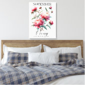 Toile November Birth Flower Peony Premium Wrapped Canvas (Insitu(Chambre))