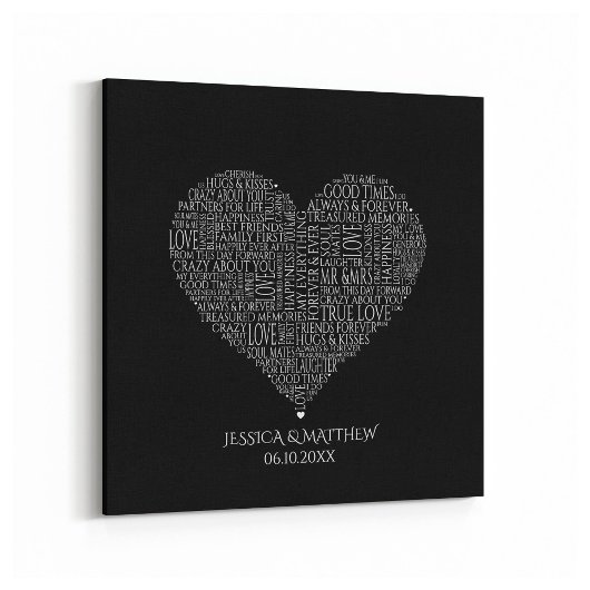Toile Nuage de mots pour Mariages et Anniversaires