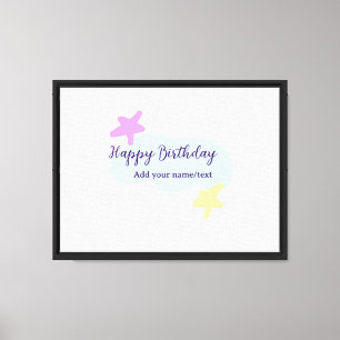 Toile Nuages bleus pastel étoiles violet joyeux annivers