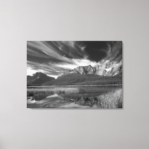 Toile Nuages cirrus au-dessus du lac Waterfowl, Banff