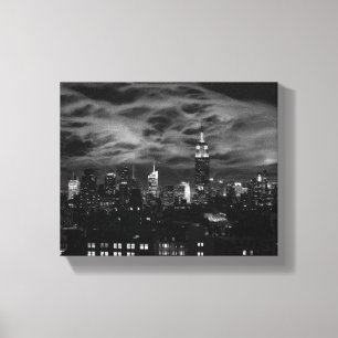 Toile Nuages éthériques : NYC Skyline, ESB noir et blanc