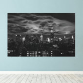 Toile Nuages éthériques : NYC Skyline, ESB noir et blanc (Insitu (Plancher de Bois))