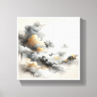 Toile Nuages lavés à l'encre de Chine classique - Gris é