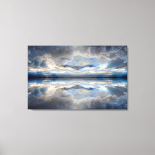 Toile Nuages réfléchis bleu foncé
