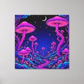 Toile Nuit de forêt de champignons psychédélique (Recto)