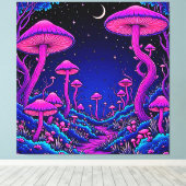 Toile Nuit de forêt de champignons psychédélique (Insitu (Plancher de Bois))