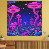 Toile Nuit de forêt de champignons psychédélique (Insitu(Salon))