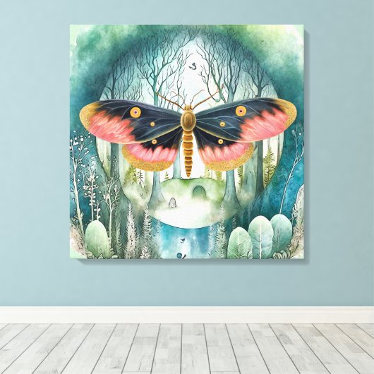 Toile Nuit de la forêt de Moth Rose (Insitu (Plancher de Bois))