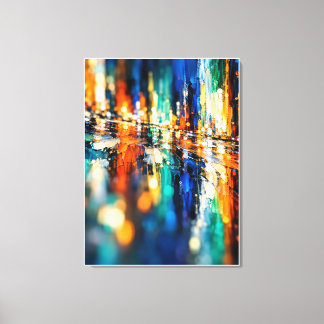 Toile Nuit de ville abstraite