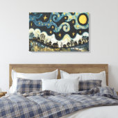 Toile Nuit d'étoile Whimsical sur Canvas Village (Insitu(Chambre))