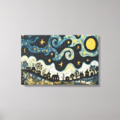 Toile Nuit d'étoile Whimsical sur Canvas Village (Recto)