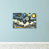 Toile Nuit d'étoile Whimsical sur Canvas Village (Insitu (Plancher de Bois))