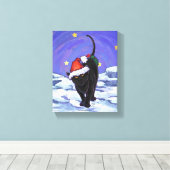 Toile Nuit étoile Noir Chat Noël (Insitu (Plancher de Bois))