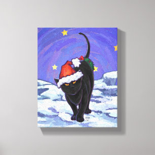 Toile Nuit étoile Noir Chat Noël